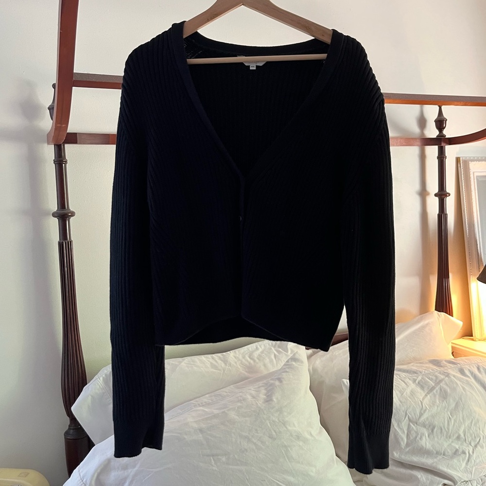 Kotn Black Rib Cotton Cardigan